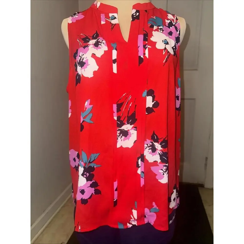 41 Hawthorn Lexie Floral Sleeveless Blouse, Women's Size L - Red Multi